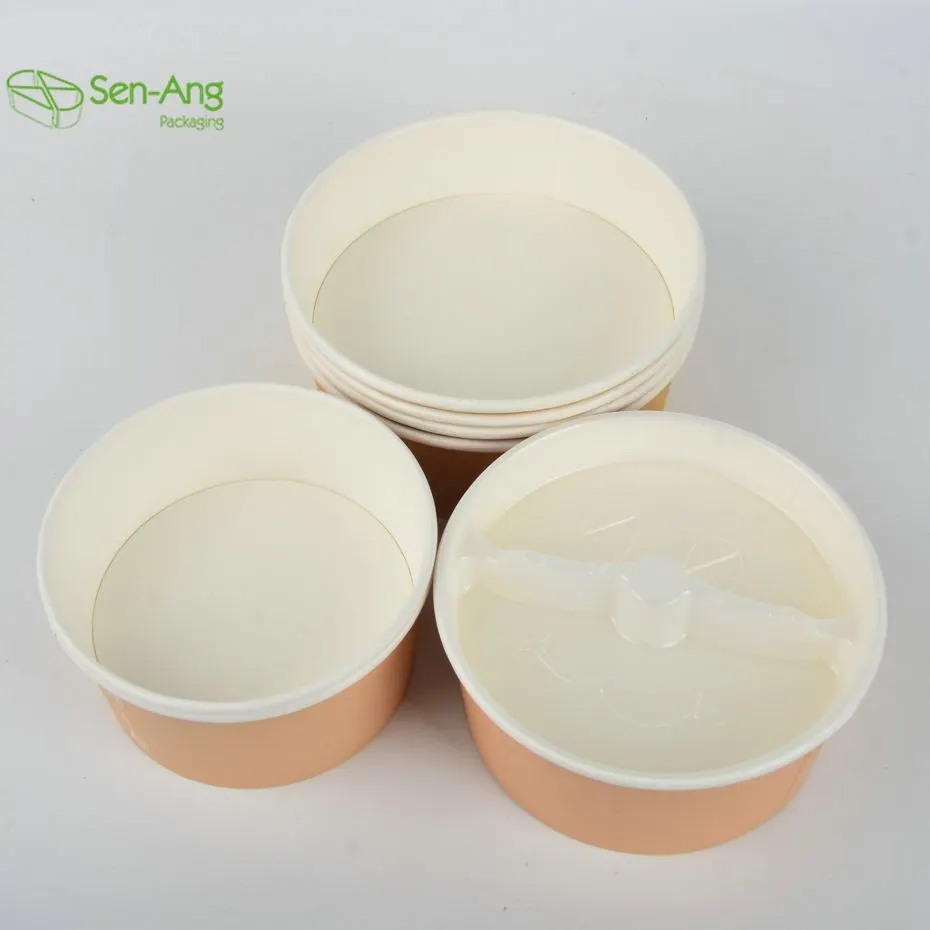 32oz 40oz PLA Coating Kraft Salad Paper Bowl with Lid - Image 4