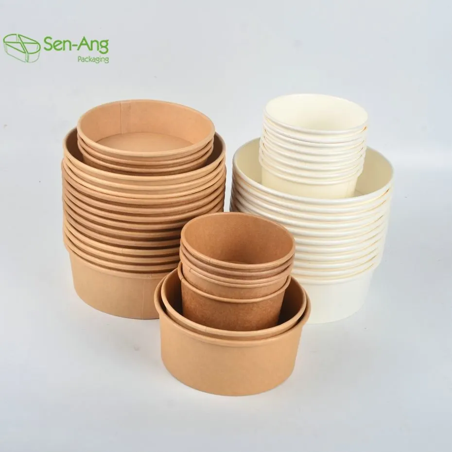 32oz 40oz PLA Coating Kraft Salad Paper Bowl with Lid - Image 8