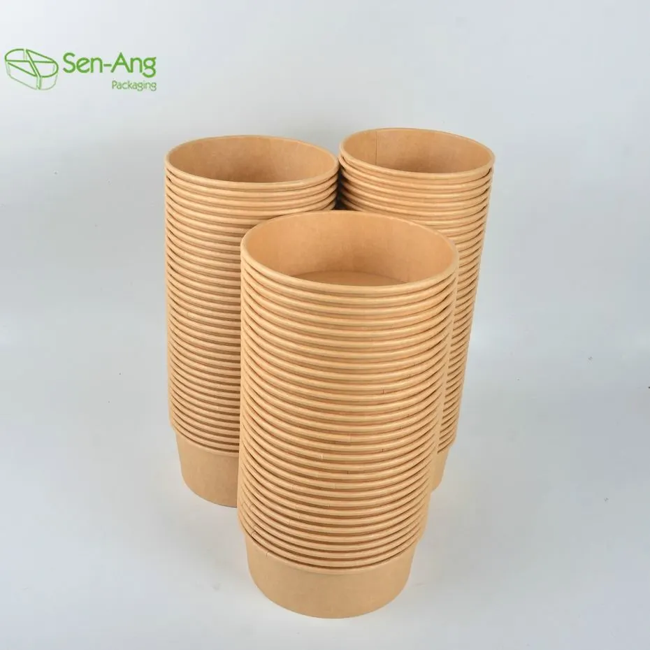 32oz 40oz PLA Coating Kraft Salad Paper Bowl with Lid - Image 9