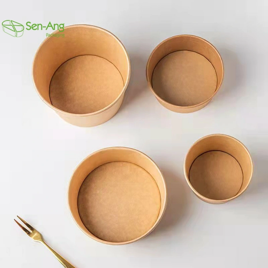 New Style White And Brown Kraft Paper Soup Bowl