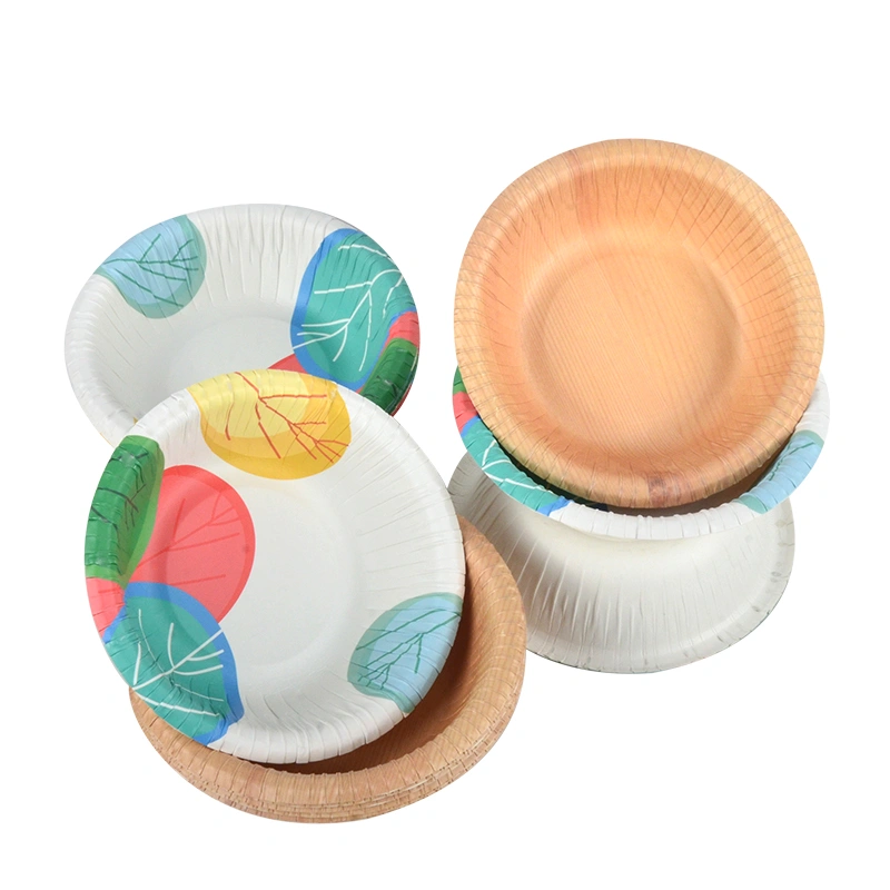 Custom Wood Grain Paper Bowl Round Disposable Salad Soup Paper Bowl - Image 4