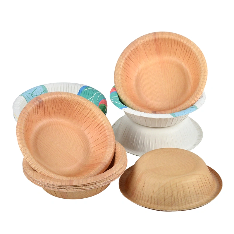 Custom Wood Grain Paper Bowl Round Disposable Salad Soup Paper Bowl - Image 6