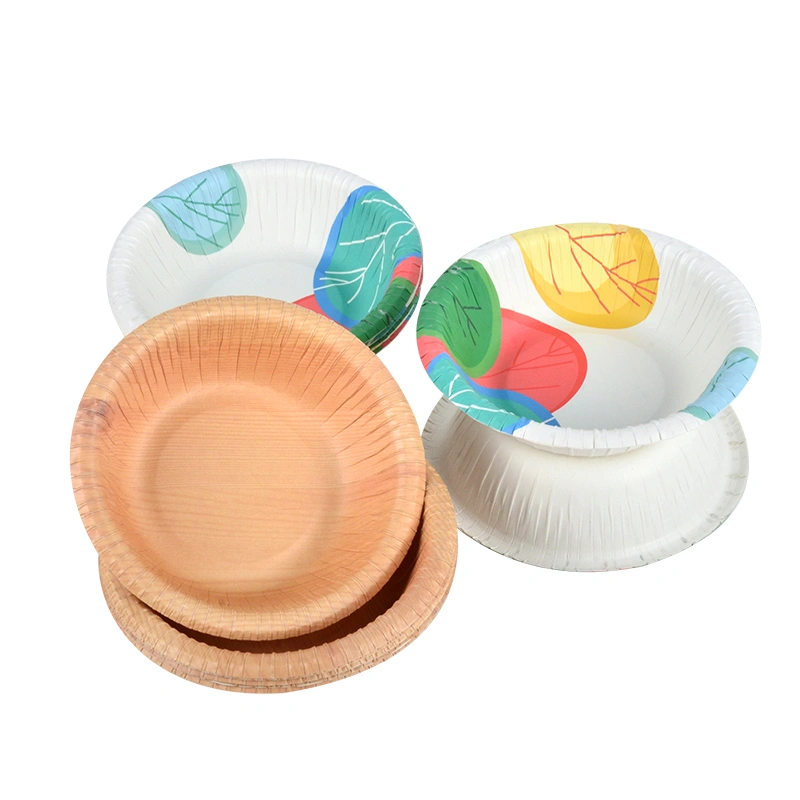 Custom Wood Grain Paper Bowl Round Disposable Salad Soup Paper Bowl - Image 8
