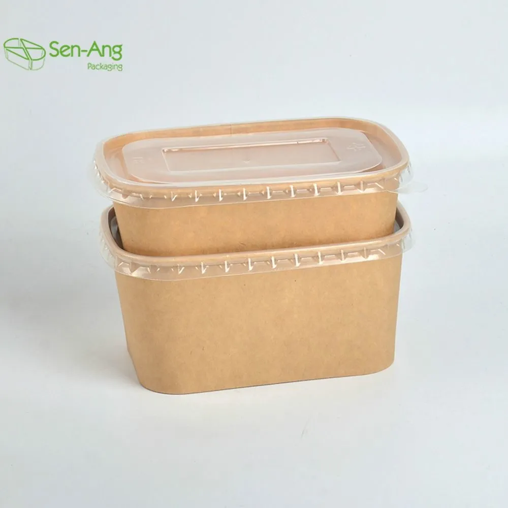 Square Takeaway Pulp with Lid Kraft Salad Paper Bowl
