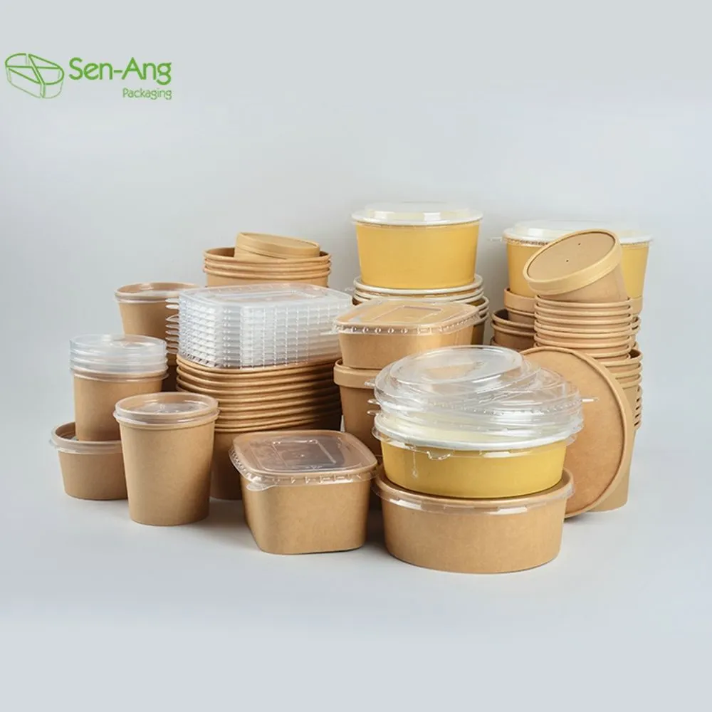 Square Takeaway Pulp with Lid Kraft Salad Paper Bowl - Image 4