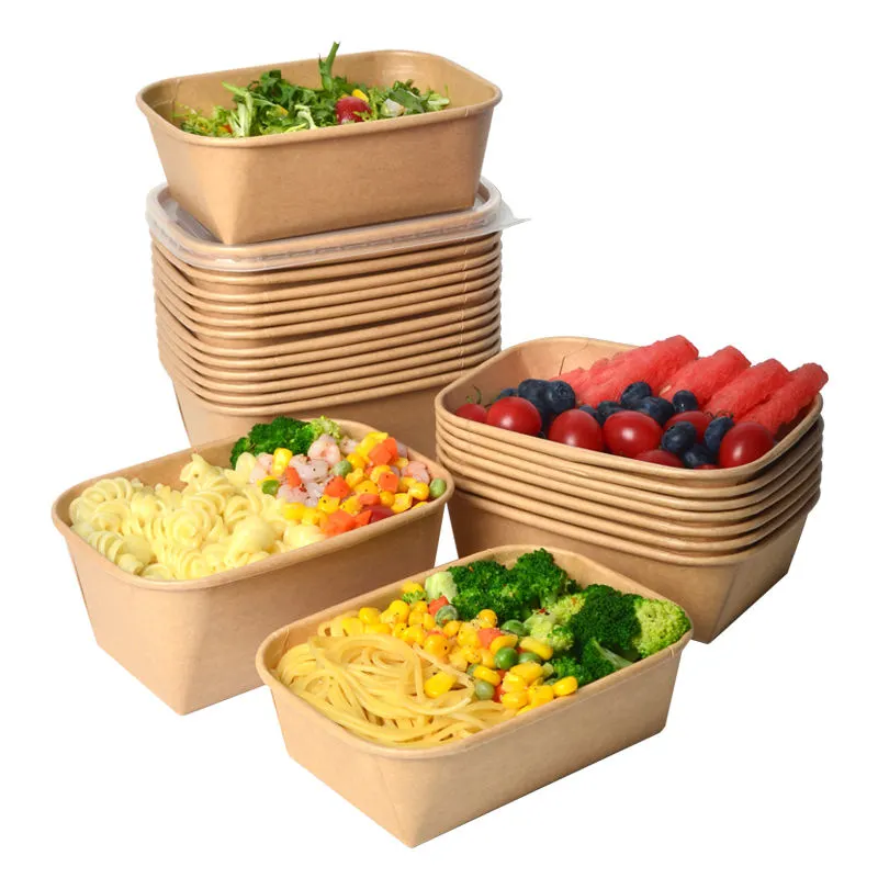 New Style Carry Out Kraft Paper Waterproof Thickened Paper Bowl