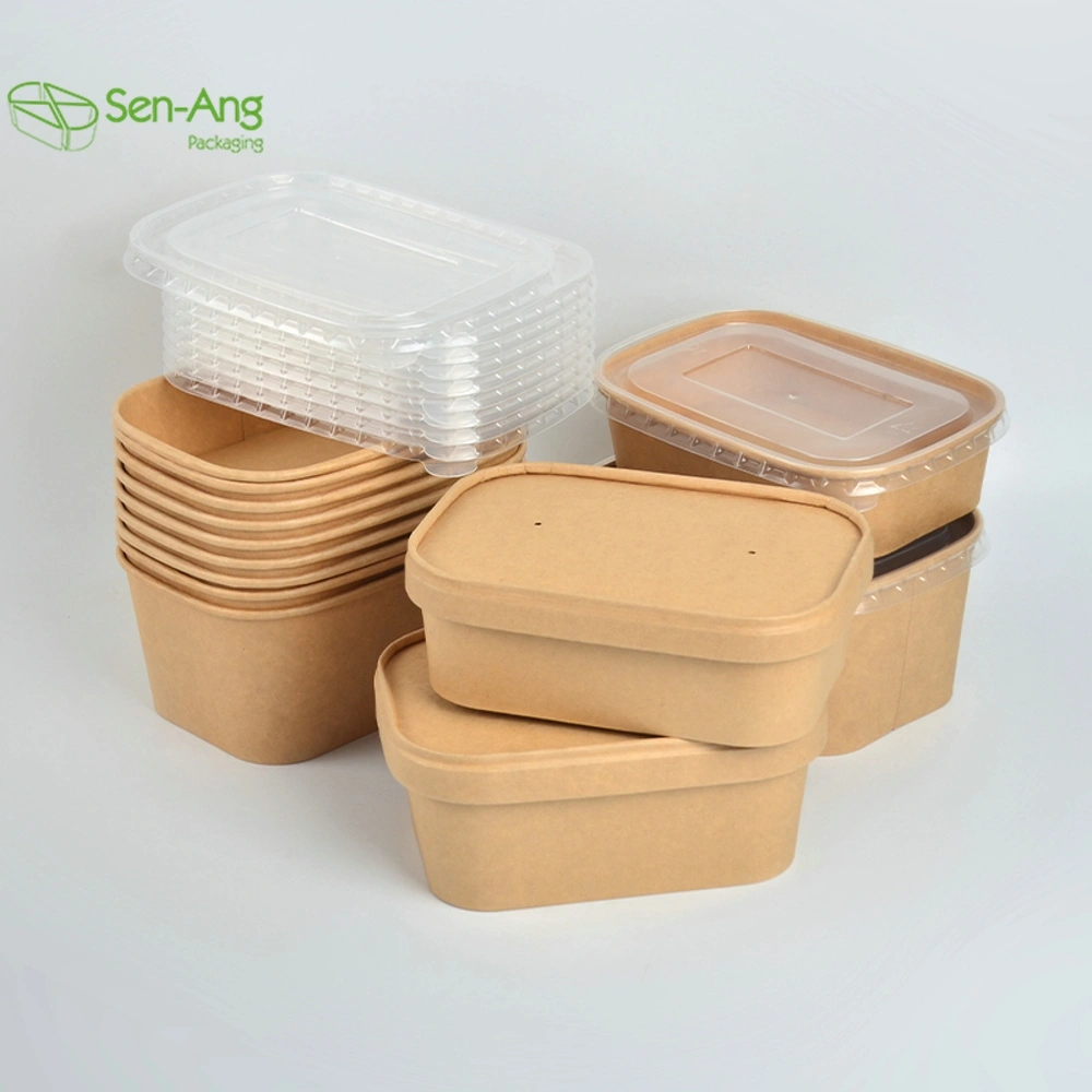 Disposable Takeaway Container Round Square Kraft Paper Bowl