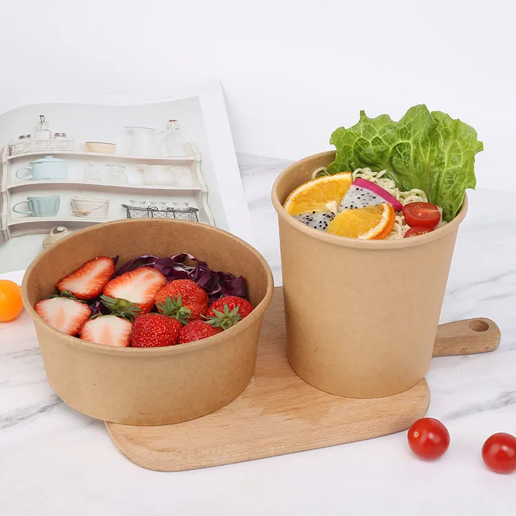 Disposable Takeout Kraft Paper 1100ml Salad Bowl