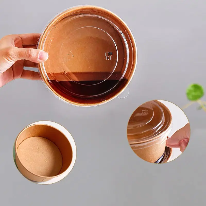 Hot Selling with Lid Takeout Kraft Salad Soup Square Paper Bowl - Image 4