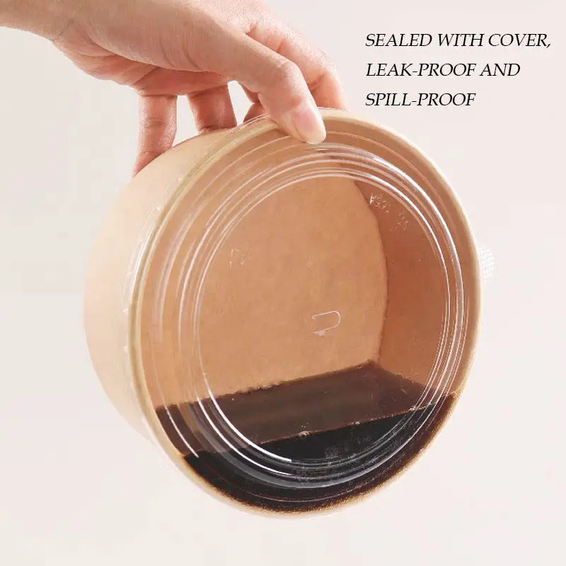 Hot Selling with Lid Takeout Kraft Salad Soup Square Paper Bowl - Image 5