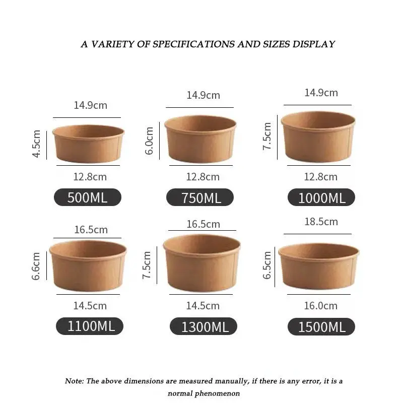 Hot Selling with Lid Takeout Kraft Salad Soup Square Paper Bowl - Image 6