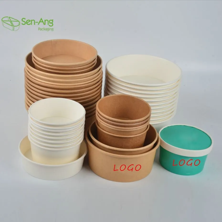 New Arrival Take Away Paper White 500 750 1000ml Salad Bowl with Lid - Image 7