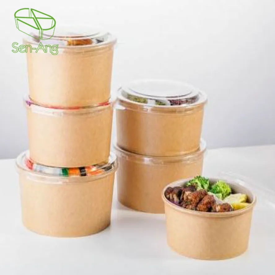 New Arrival Square Round Dessert Soup Bucket Paper Salad Bowl