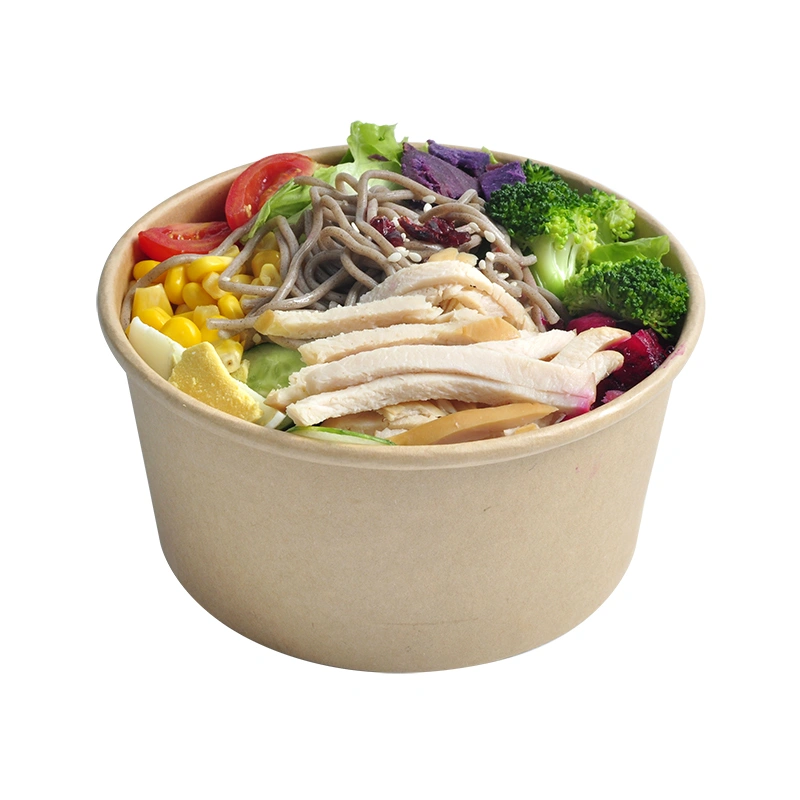 Promotion 1000ml Take Away with Lid Kraft Salad Paper Bowl