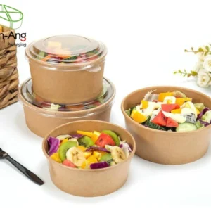 In Stock Paper Food Bowl 1000ml 1100ml 1300ml Salad Bowl with Lid