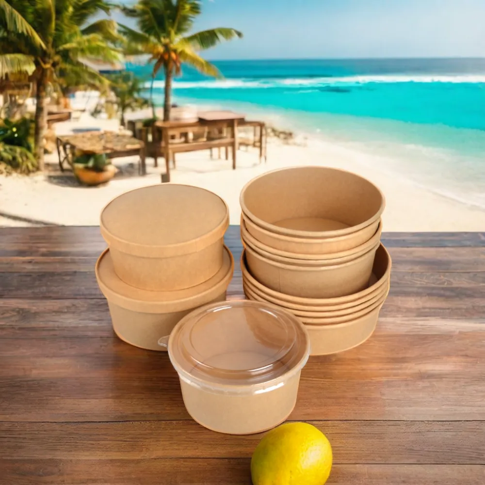 Food Grade Take Away Bowl with Lids Single Wall Fast Food Salad Bowl