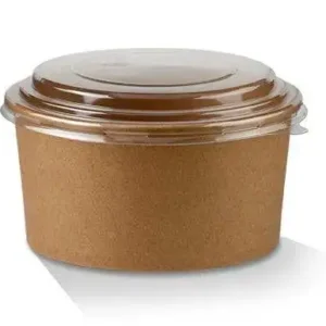 Eco-Friendly Kraft Paper Salad Bowl with Lid Food Paper Bowl
