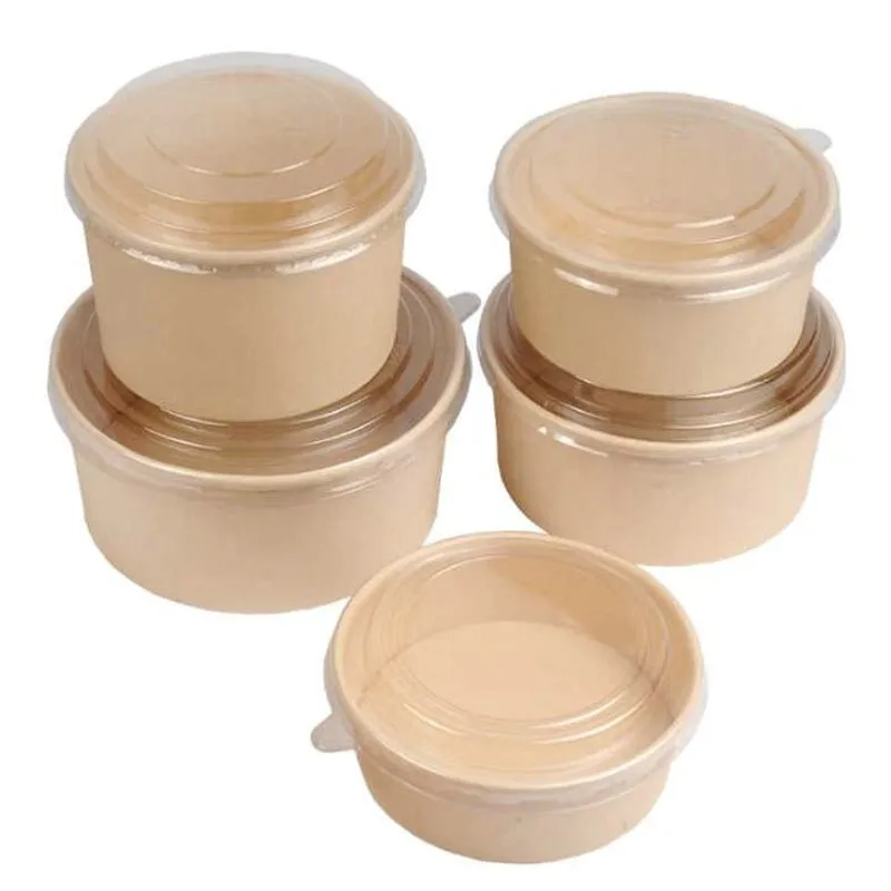 Disposable Printable Microwaveable Round Kraft Paper Salad Bowl - Image 5