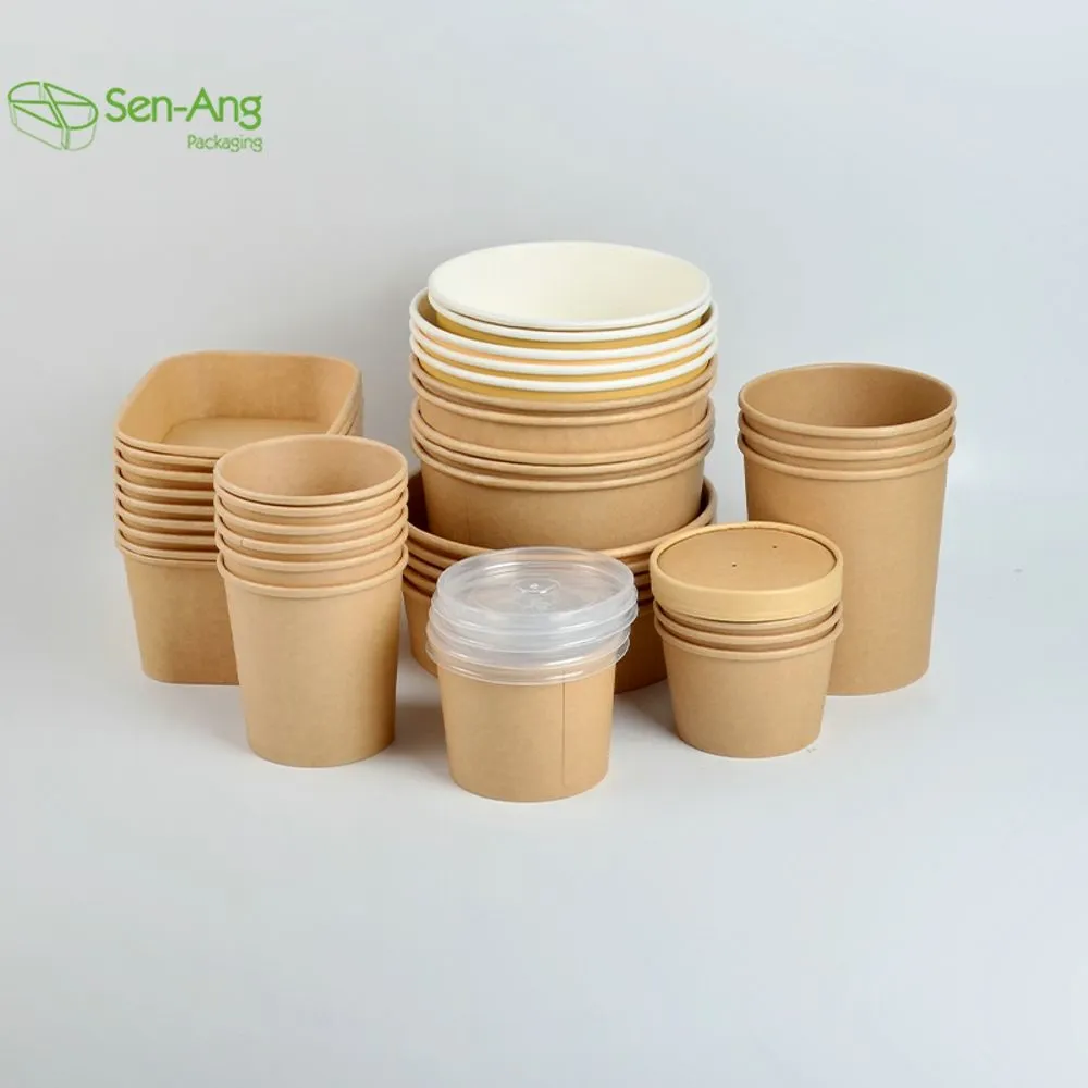 Disposable Takeout Tableware Kraft Waterproof Salad Bowl