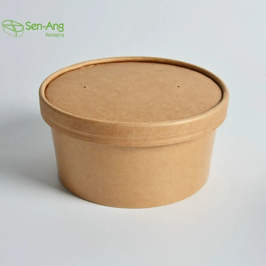Disposable Takeout 1100ml Kraft Paper Salad Bowl