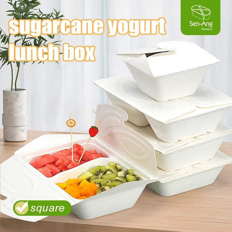 Biodegradable Bagasse Yogurt Box Eco-Friendly Takeaway Lunch Box - Image 3