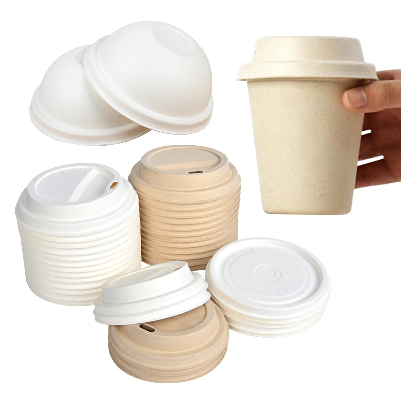 Bagasse Coffee Cup Lid Wholesale Biodegradable Compostable Sugarcane Lid