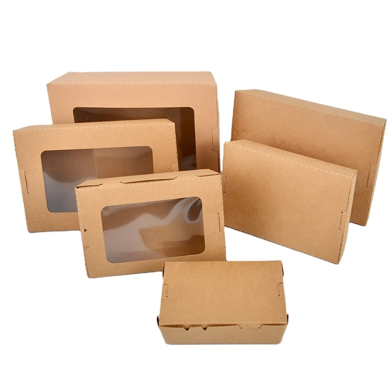 Customized Kraft Paper Salad Box Takeaway Food Grade Paper Fried Chicken Box