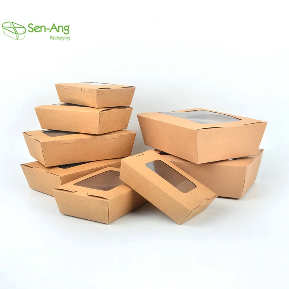 Rectangle Cookie Fried Chicken 700ml Brown Kraft Paper Box with Window - Image 4