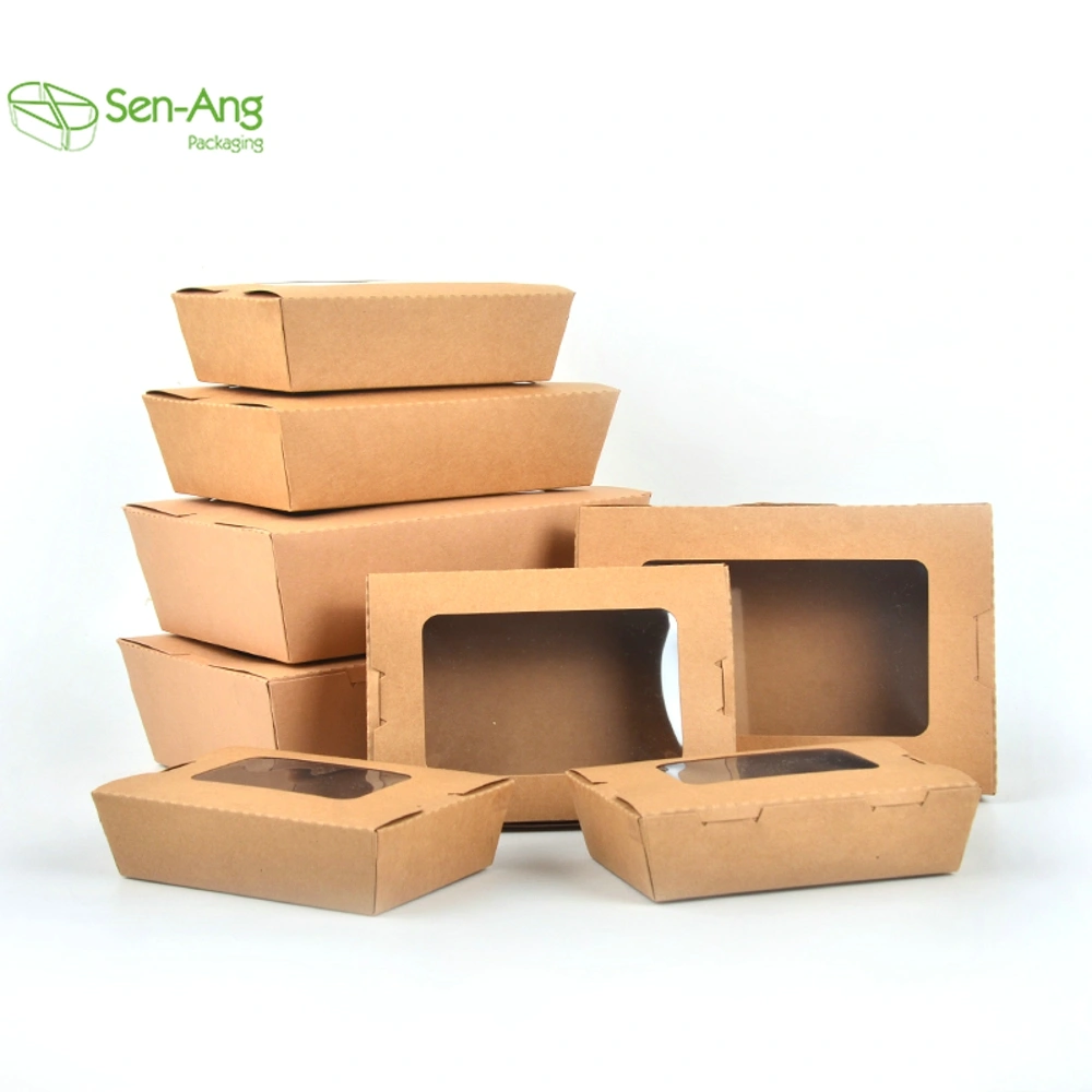 Rectangle Cookie Fried Chicken 700ml Brown Kraft Paper Box with Window - Image 6