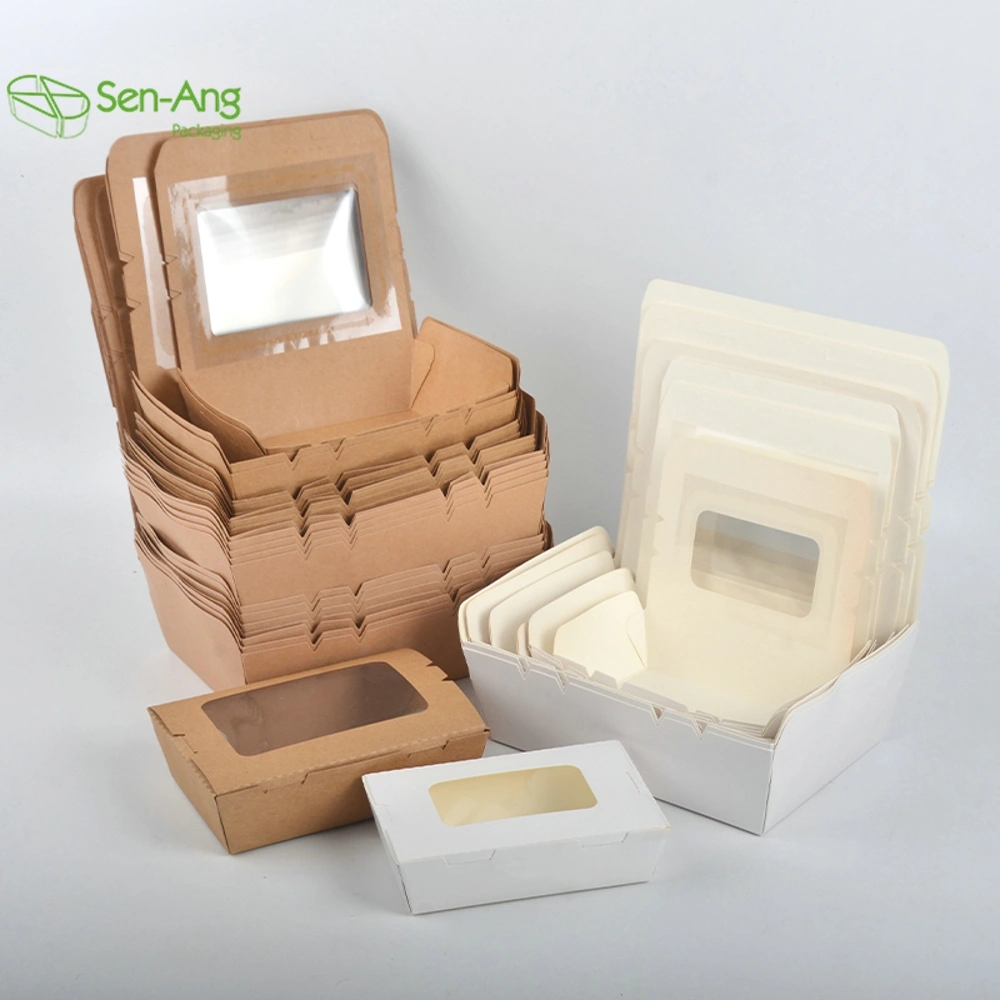 Rectangle Cookie Fried Chicken 700ml Brown Kraft Paper Box with Window - Image 7