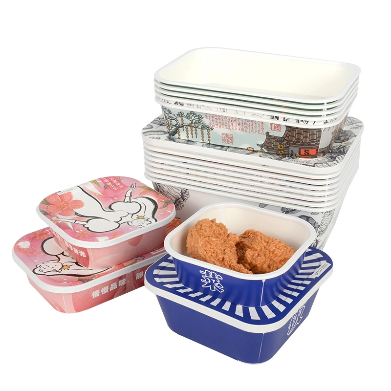 Disposable Card Plastic Box Kraft Bakery Sushi Salad Paper Box