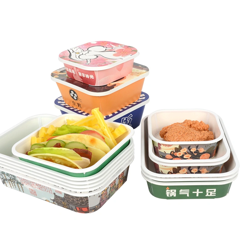 Disposable Card Plastic Box Kraft Bakery Sushi Salad Paper Box - Image 11