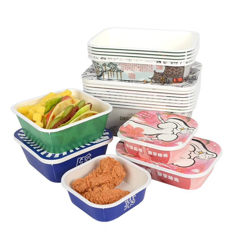 Custom Takeaway Card Plastic Box Multi Size with Lid Paper Food Box - Image 9