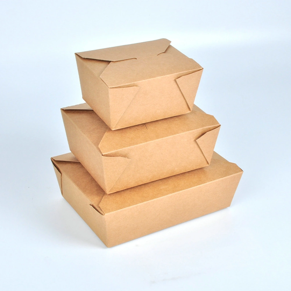 Custom Logo Brown Food Box Kraft Cardboard Takeaway Paper Takeout Box
