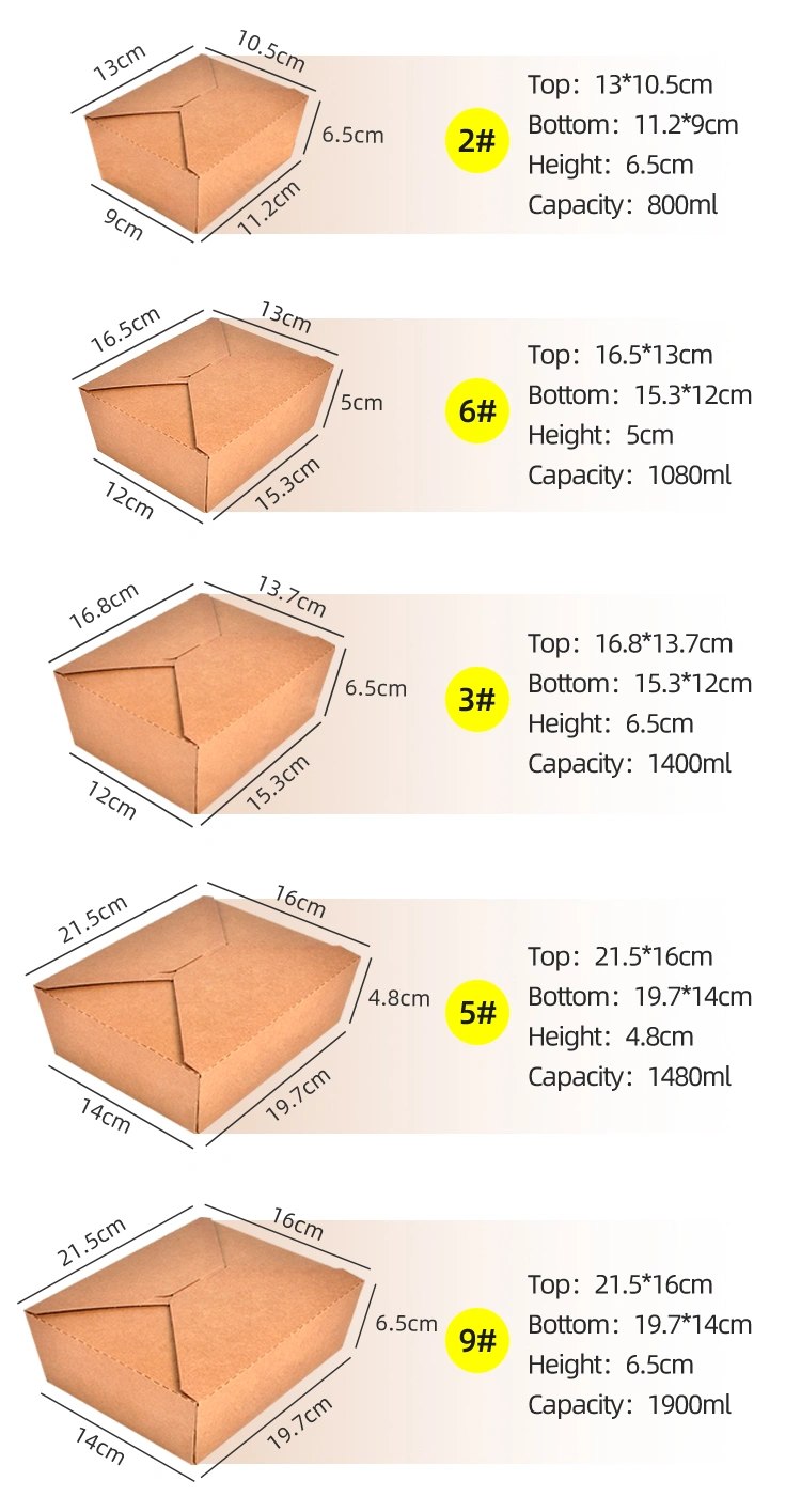 Custom Logo Printing Disposable Kraft Paper Take Away Food Lunch Box - Image 5