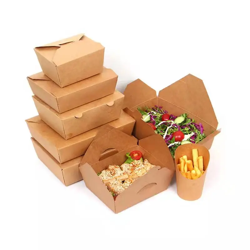 Custom Logo Printing Disposable Kraft Paper Take Away Food Lunch Box - Image 8