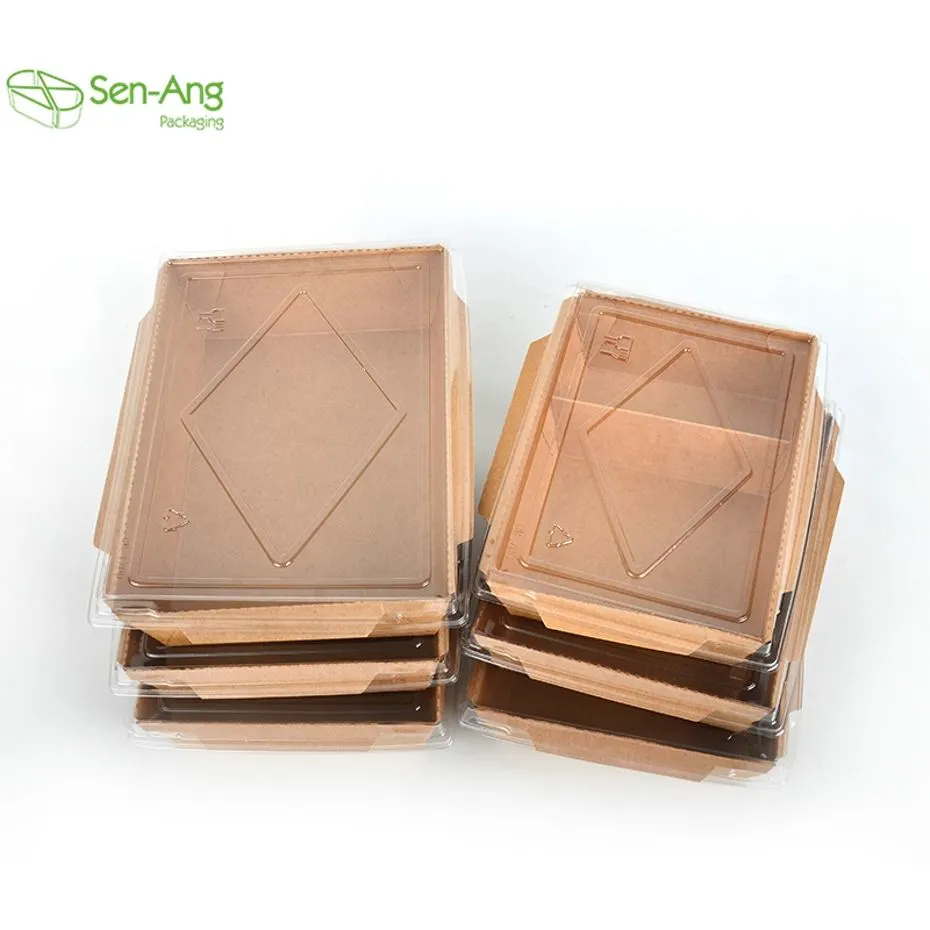 Take Away Sushi Paper Lunch Box with Clear Lid