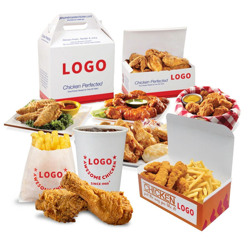 Custom Fried Chicken Box Food Grade Take Away Korean Hot Dog French Burger Paper Box - Image 3