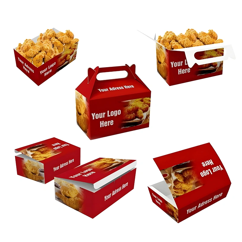 Custom Fried Chicken Box Food Grade Take Away Korean Hot Dog French Burger Paper Box - Image 4