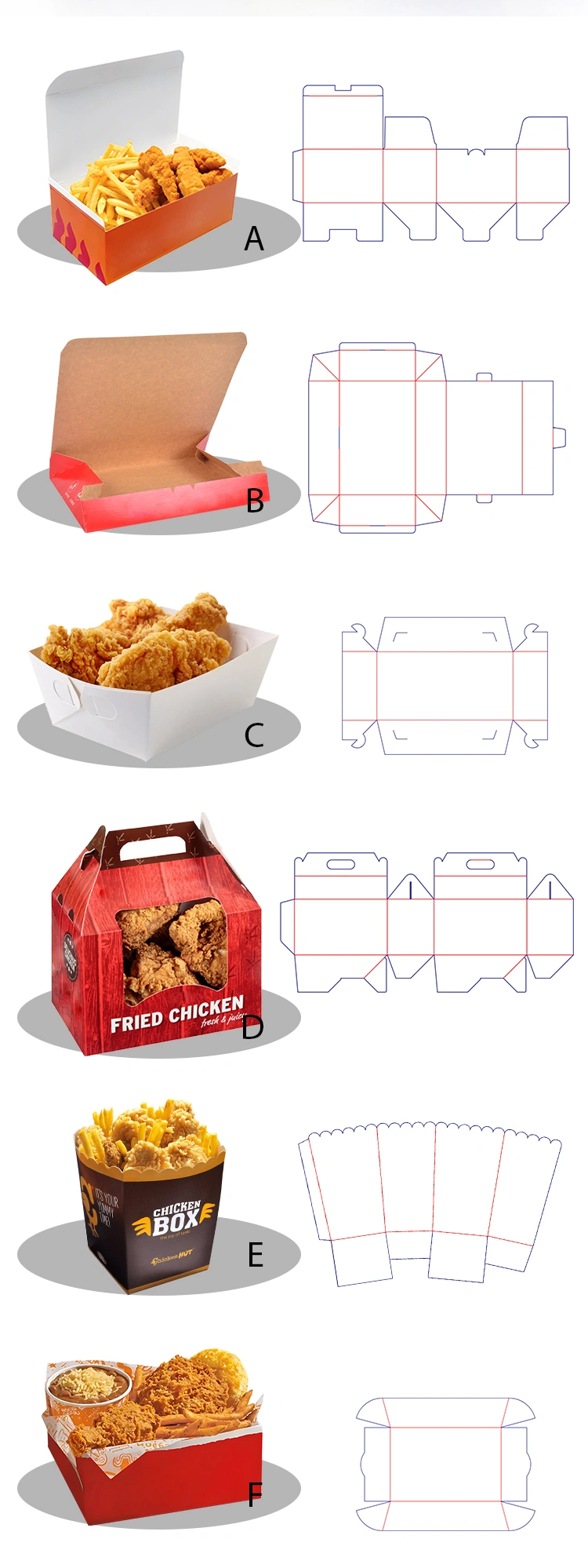 Custom Fried Chicken Box Food Grade Take Away Korean Hot Dog French Burger Paper Box - Image 6