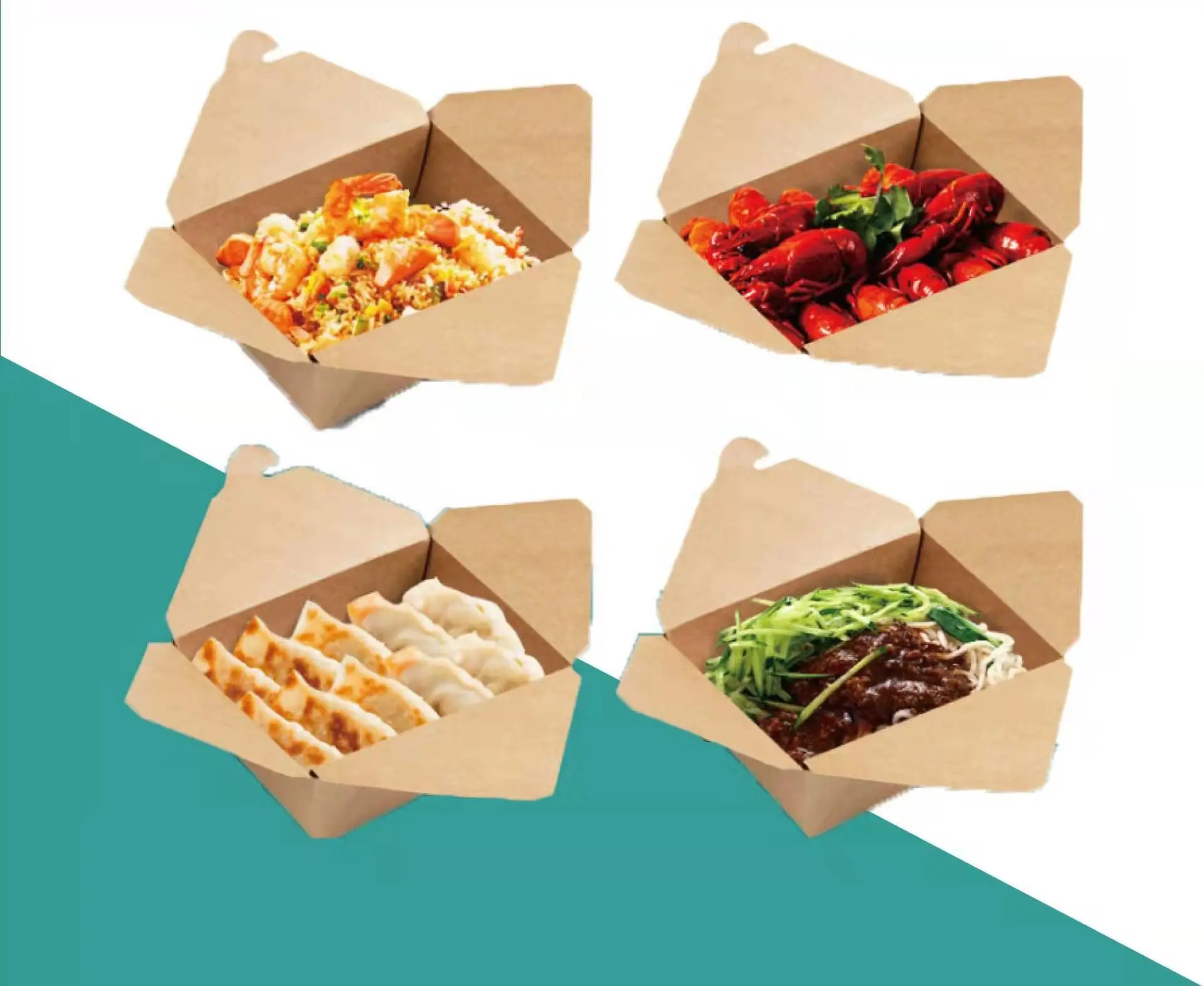 Customized Disposable Paper Lunch Box Takeaway 2-Compartments Kraft Food Box - Image 4