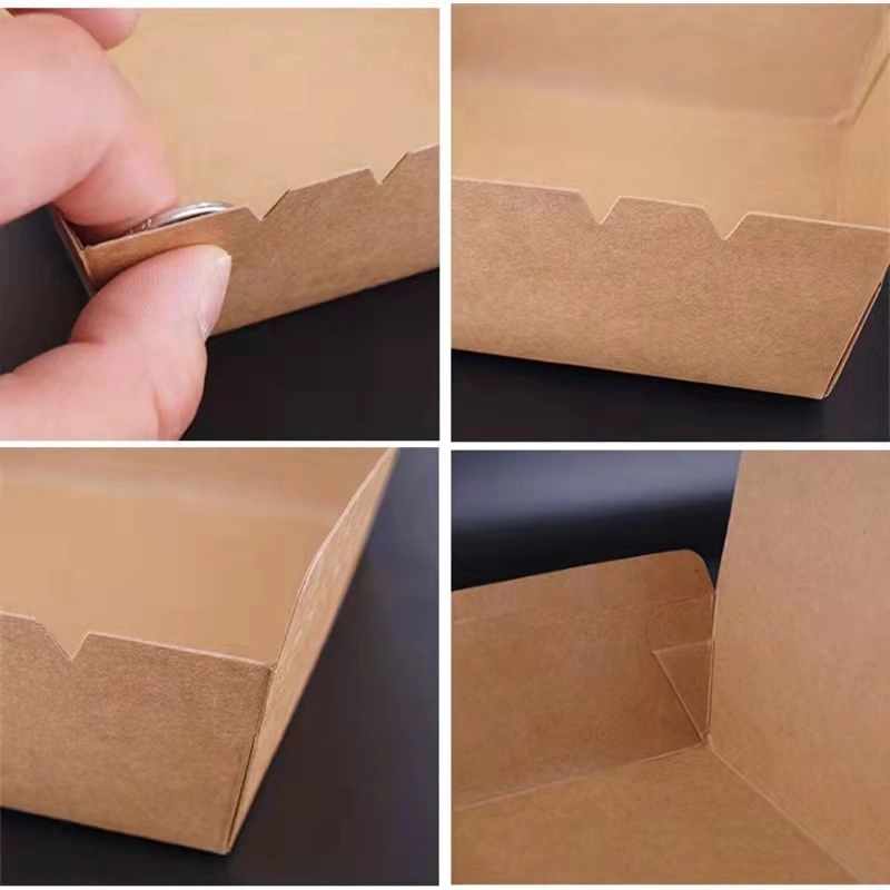 Customized Disposable Paper Lunch Box Takeaway 2-Compartments Kraft Food Box - Image 5