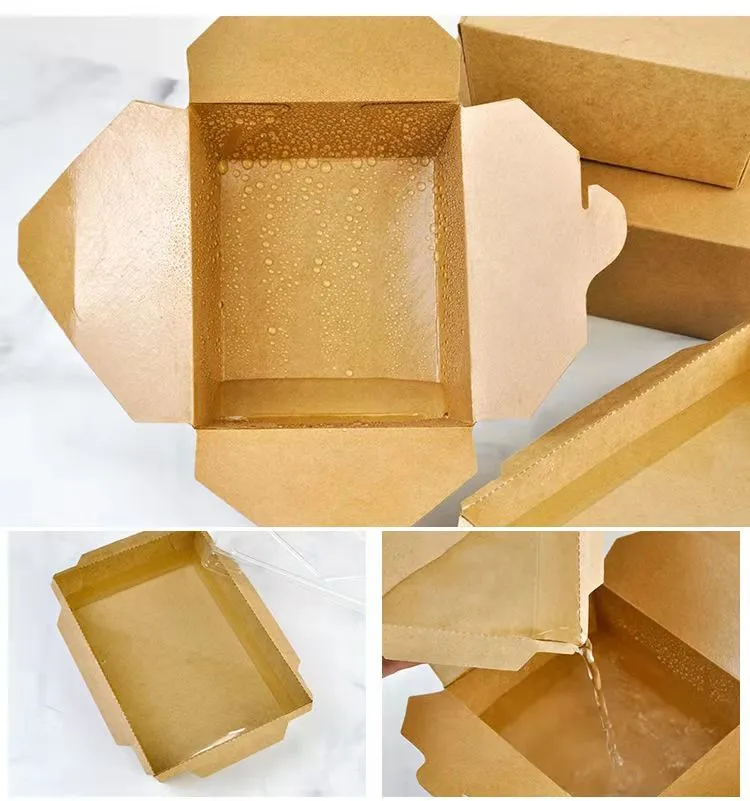 Customized Disposable Paper Lunch Box Takeaway 2-Compartments Kraft Food Box - Image 6