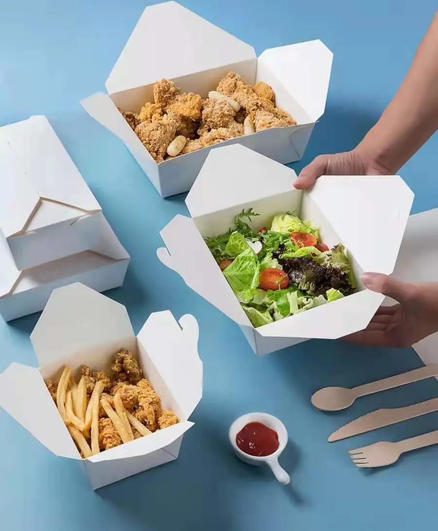 Customized Disposable Paper Lunch Box Takeaway 2-Compartments Kraft Food Box - Image 7