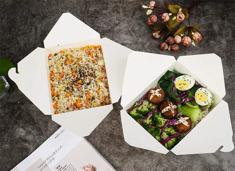 Customized Disposable Paper Lunch Box Takeaway 2-Compartments Kraft Food Box - Image 9