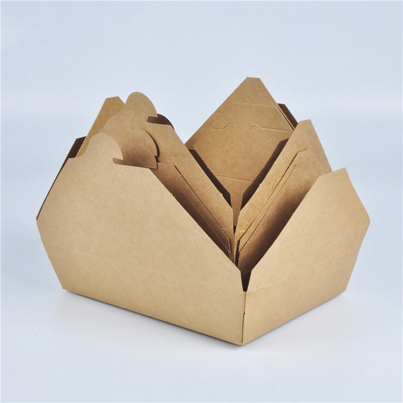 Customized Disposable Paper Lunch Box Takeaway 2-Compartments Kraft Food Box - Image 10