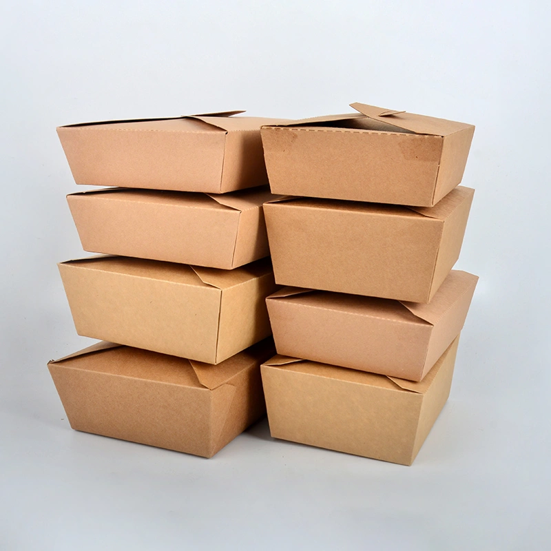 Customized Disposable Kraft Food Pack For Restaurant Take Away Box