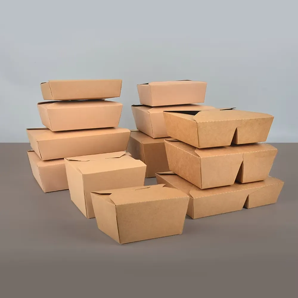 Microwaveable Disposabler 2100m Takeaway Container Kraft Paper Box