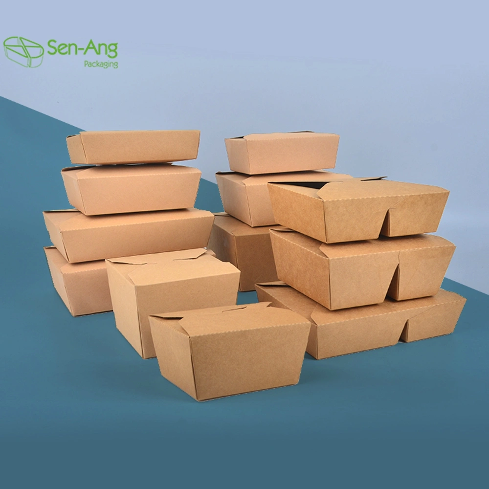 Factory 1500m Disposable Paper Takeway Food Contaiener Lunch Kraft Box