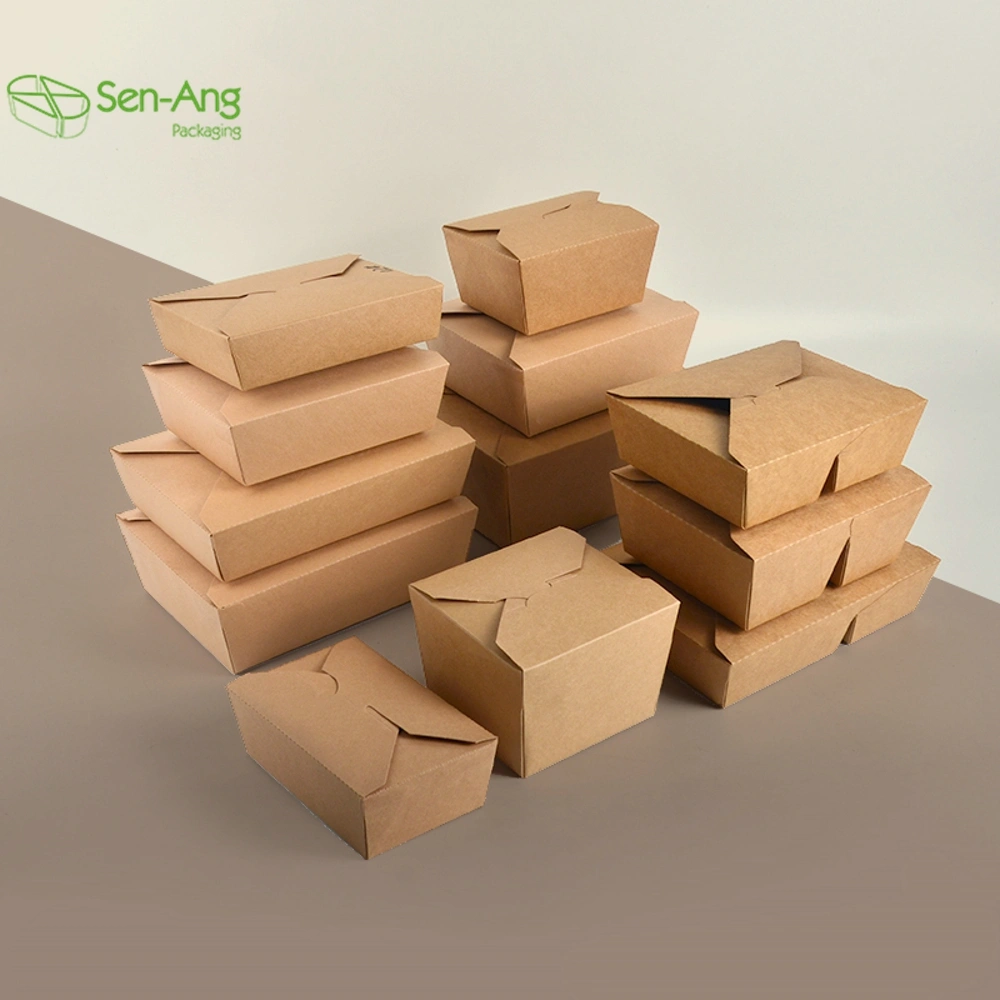 Factory 1500m Disposable Paper Takeway Food Contaiener Lunch Kraft Box - Image 3
